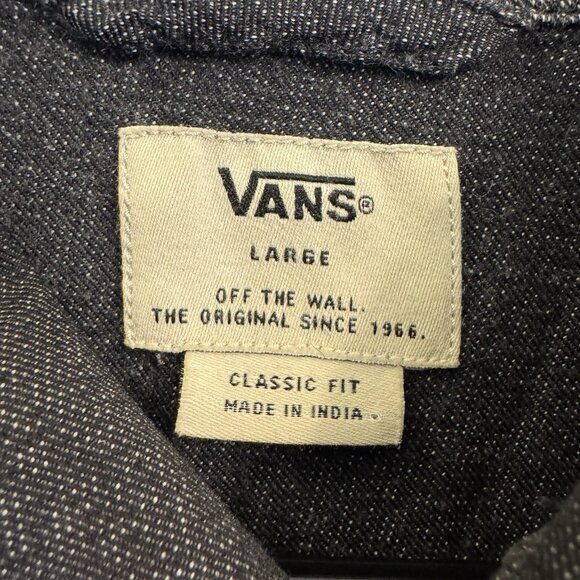 VANS Shirt Large Mens Blue Button Up Long Sleeve Chambray Cotton Classic Fit - Picture 3 of 7